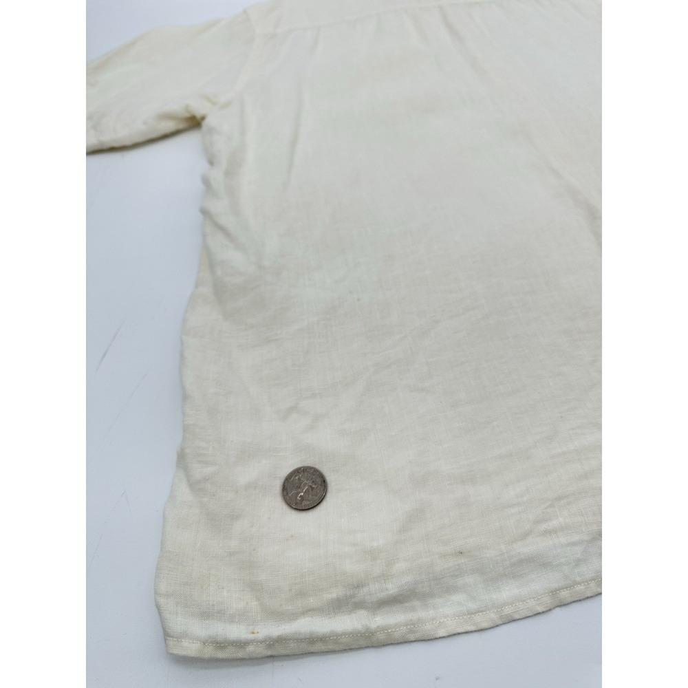Martin Gordon 100% Linen Shirt XL Ivory Button Up Short Sleeve Coastal Resort - Picture 11 of 12